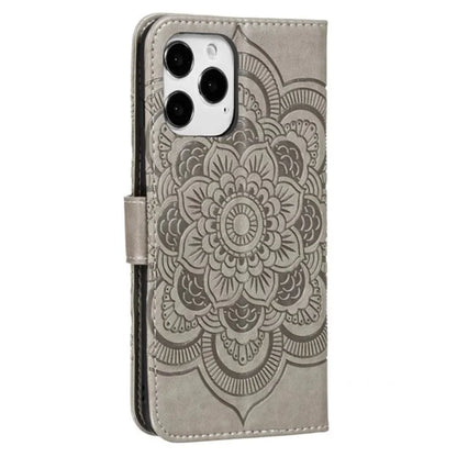 For iPhone 16 Pro Case PU Leather Mandala Imprinted Design Wallet Phone Cover
