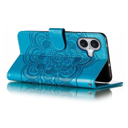 For iPhone 16 Plus Case PU Leather Mandala Imprinted Design Wallet Phone Cover