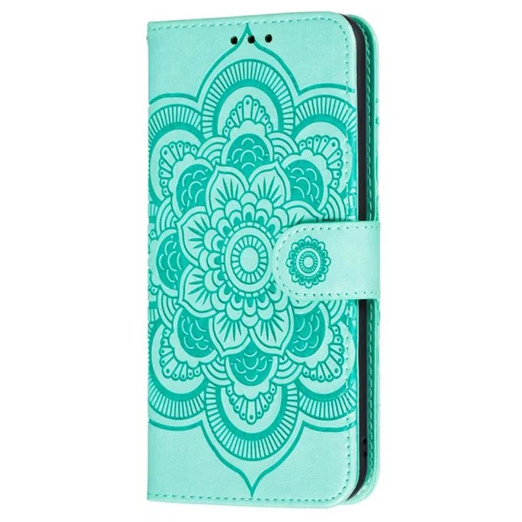 For iPhone 16 Plus Case PU Leather Mandala Imprinted Design Wallet Phone Cover