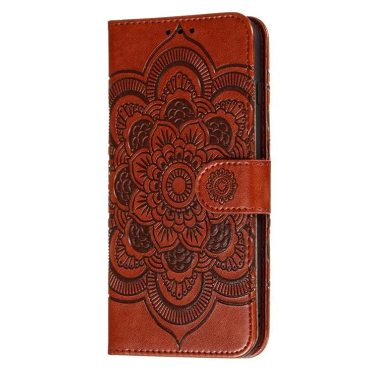 For iPhone 16 Plus Case PU Leather Mandala Imprinted Design Wallet Phone Cover