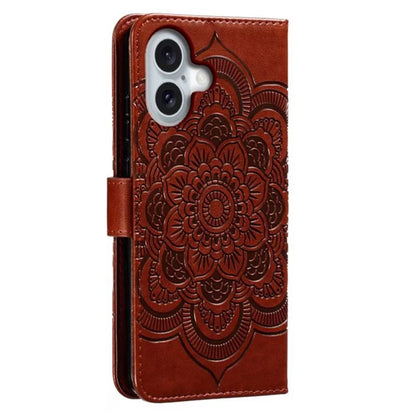 For iPhone 16 Plus Case PU Leather Mandala Imprinted Design Wallet Phone Cover