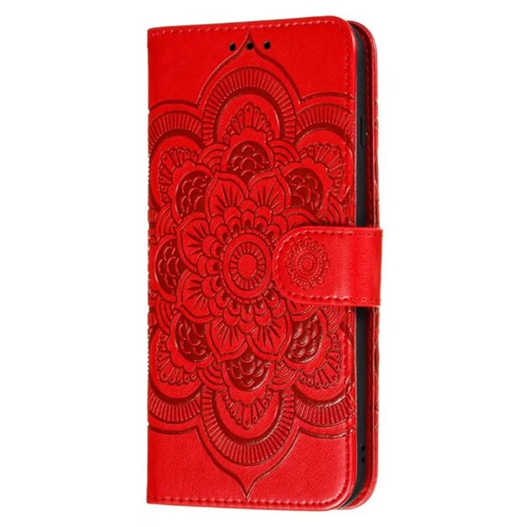 For iPhone 16 Plus Case PU Leather Mandala Imprinted Design Wallet Phone Cover