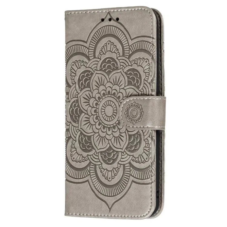 For iPhone 16 Plus Case PU Leather Mandala Imprinted Design Wallet Phone Cover