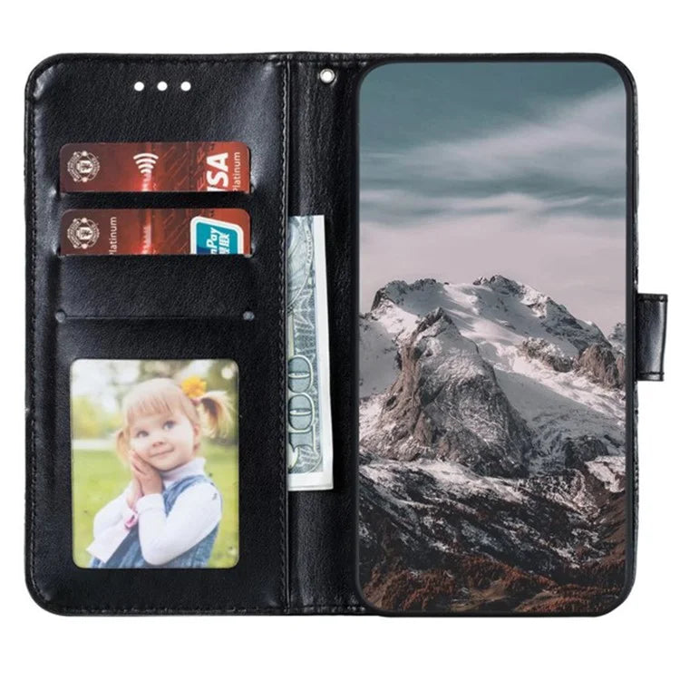 For iPhone 16 Plus Case PU Leather Mandala Imprinted Design Wallet Phone Cover