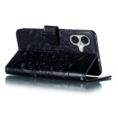 For iPhone 16 Plus Case PU Leather Mandala Imprinted Design Wallet Phone Cover
