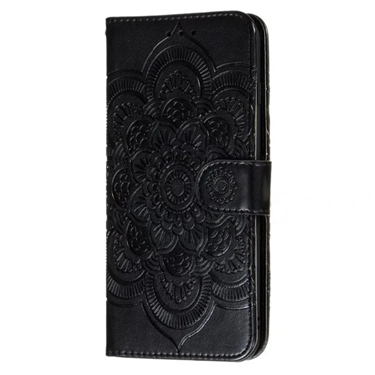 For iPhone 16 Plus Case PU Leather Mandala Imprinted Design Wallet Phone Cover