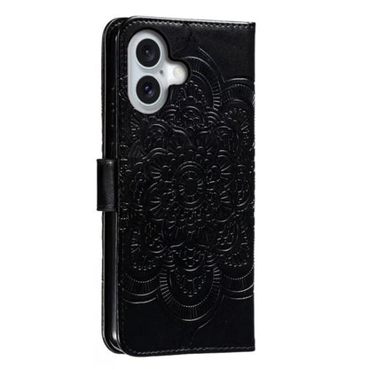 For iPhone 16 Plus Case PU Leather Mandala Imprinted Design Wallet Phone Cover