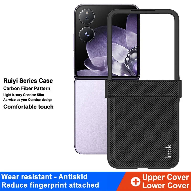 IMAK Ruiyi Series for Xiaomi Mix Flip 5G Case Carbon Fiber Leather+PC Phone Cover