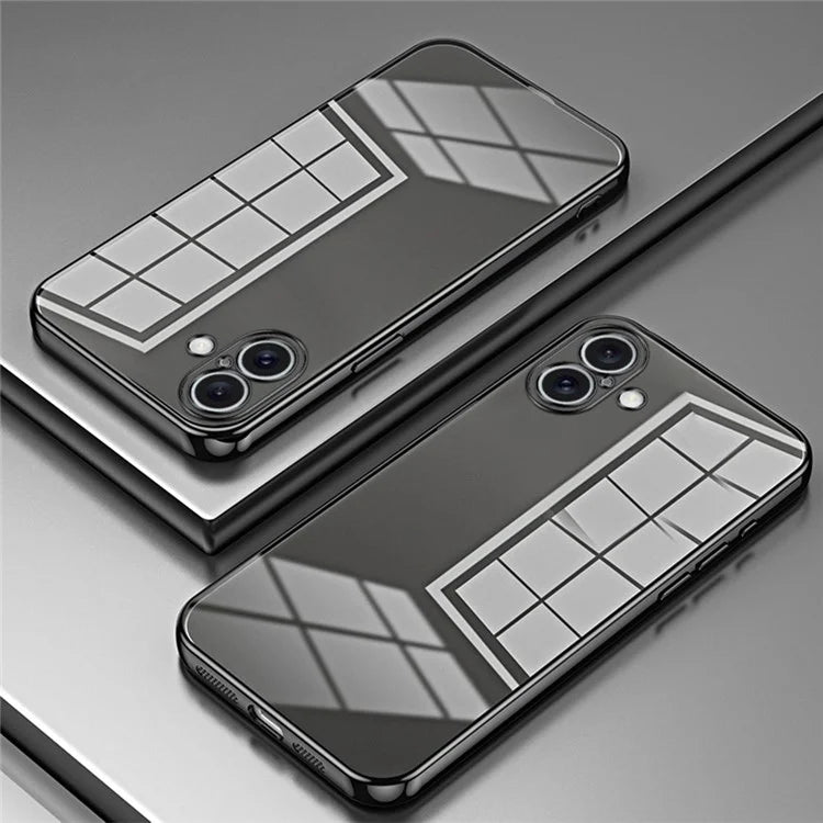 For iPhone 16 Plus Case Electroplating Frame Soft TPU Phone Cover