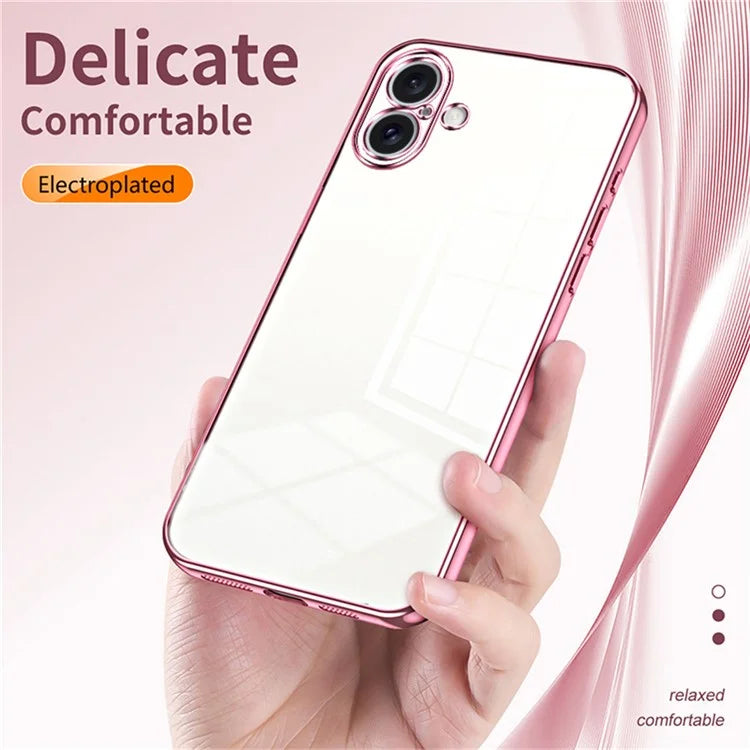 For iPhone 16 Plus Case Electroplating Frame Soft TPU Phone Cover