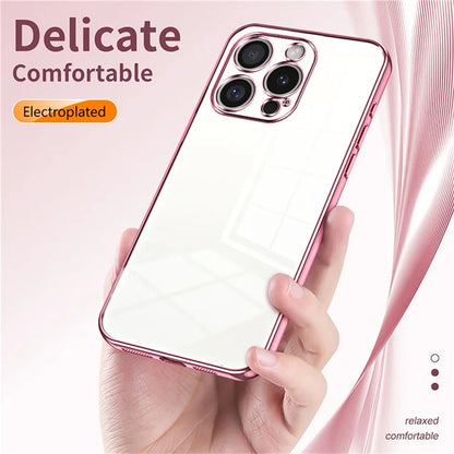 For iPhone 16 Pro Max Case Electroplating Frame Soft TPU Phone Cover