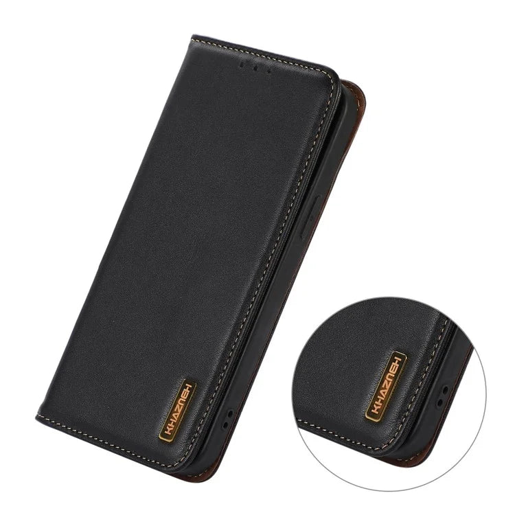 KHAZNEH For Samsung Galaxy A06 Case Genuine Cow Leather Wallet Phone Cover Nappa Texture