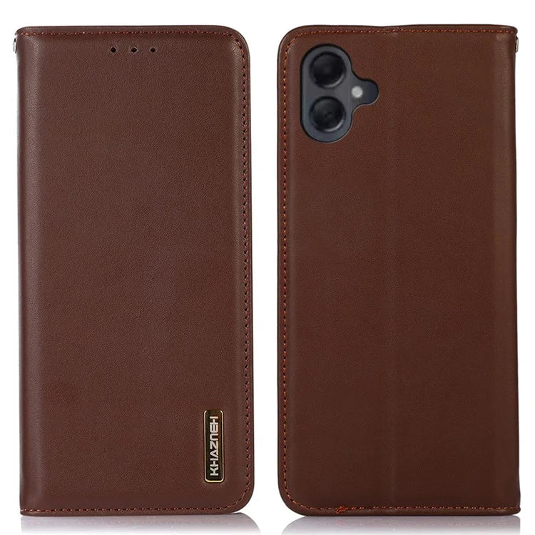 KHAZNEH For Samsung Galaxy A06 Case Genuine Cow Leather Wallet Phone Cover Nappa Texture