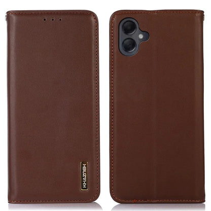 KHAZNEH For Samsung Galaxy A06 Case Genuine Cow Leather Wallet Phone Cover Nappa Texture
