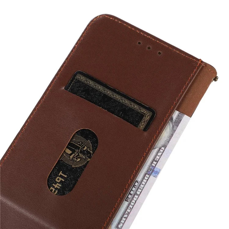 KHAZNEH For Samsung Galaxy A06 Case Genuine Cow Leather Wallet Phone Cover Nappa Texture
