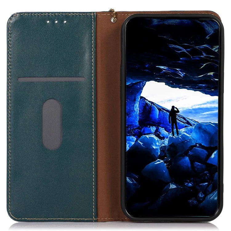KHAZNEH For Samsung Galaxy A06 Case Genuine Cow Leather Wallet Phone Cover Nappa Texture