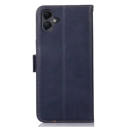 For Samsung Galaxy A06 Case RFID Blocking Genuine Cow Leather Wallet Phone Cover