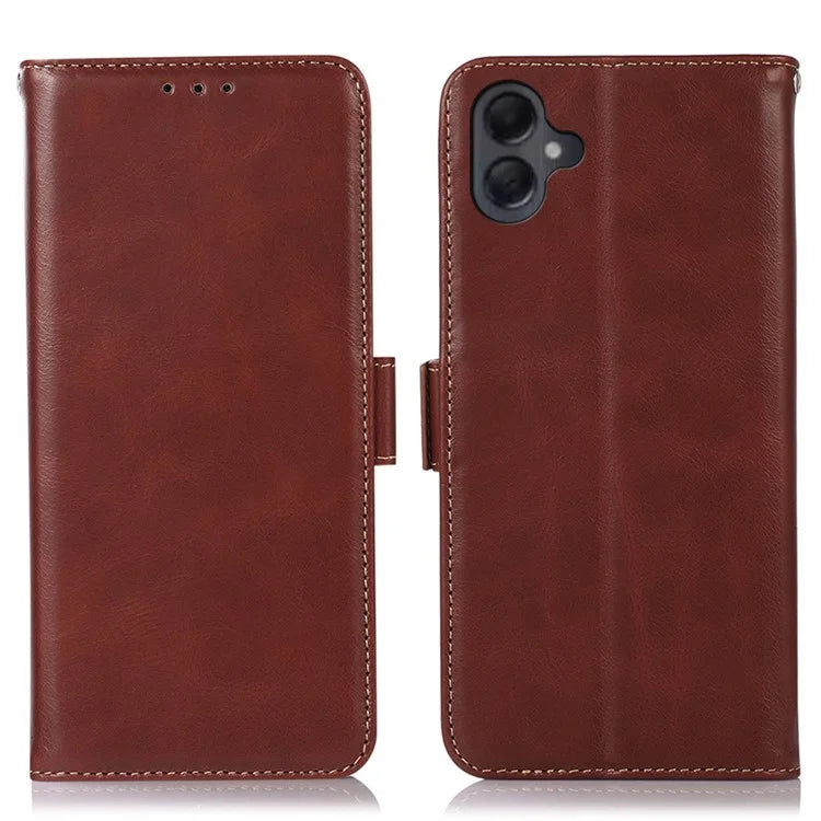 For Samsung Galaxy A06 Case RFID Blocking Genuine Cow Leather Wallet Phone Cover