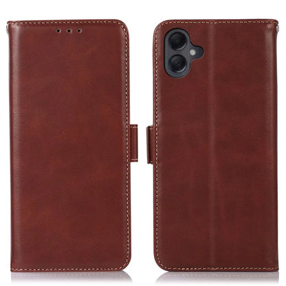 For Samsung Galaxy A06 Case RFID Blocking Genuine Cow Leather Wallet Phone Cover
