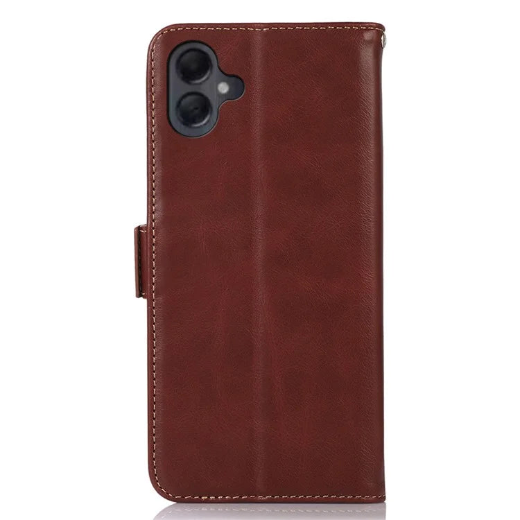 For Samsung Galaxy A06 Case RFID Blocking Genuine Cow Leather Wallet Phone Cover