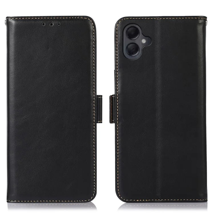 For Samsung Galaxy A06 Case RFID Blocking Genuine Cow Leather Wallet Phone Cover
