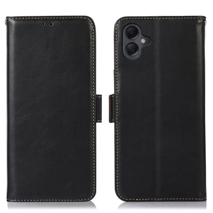 For Samsung Galaxy A06 Case RFID Blocking Genuine Cow Leather Wallet Phone Cover