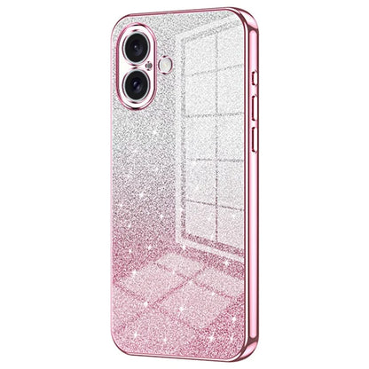 For iPhone 16 Case Electroplating Gradient Glitter TPU Phone Cover