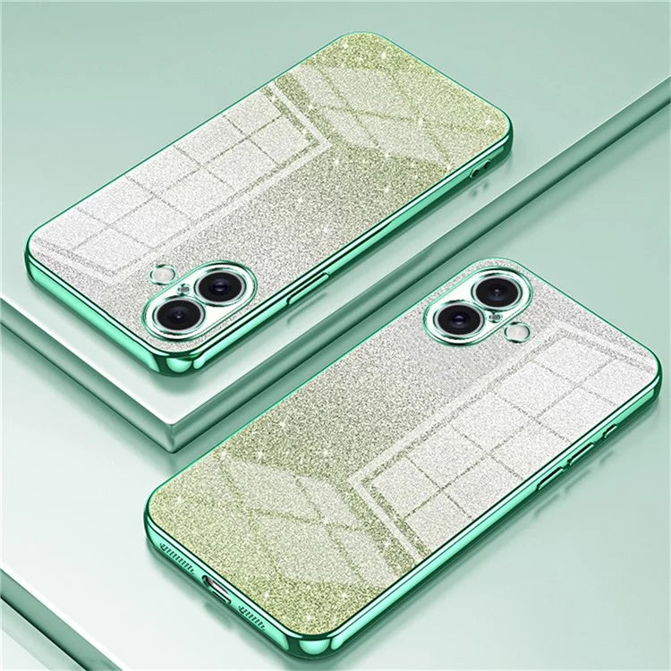 For iPhone 16 Case Electroplating Gradient Glitter TPU Phone Cover