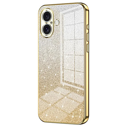 For iPhone 16 Case Electroplating Gradient Glitter TPU Phone Cover