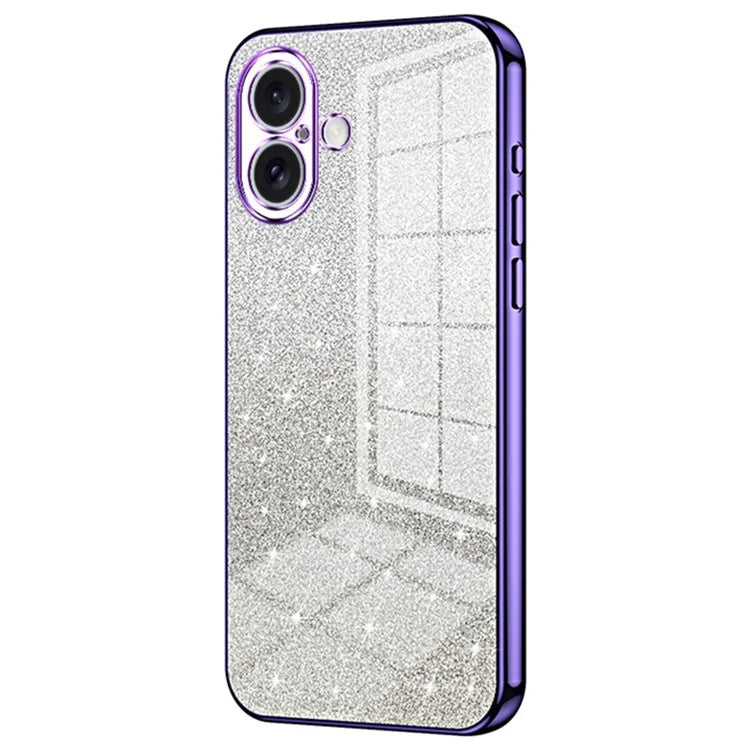 For iPhone 16 Case Electroplating Gradient Glitter TPU Phone Cover