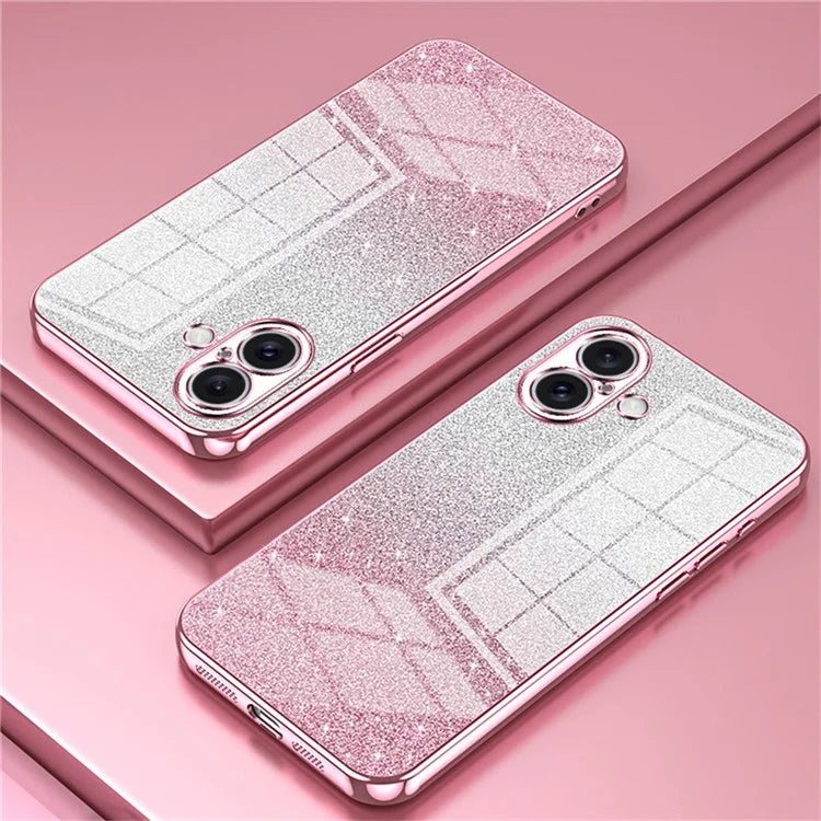 For iPhone 16 Plus Case Electroplating Gradient Glitter TPU Phone Cover