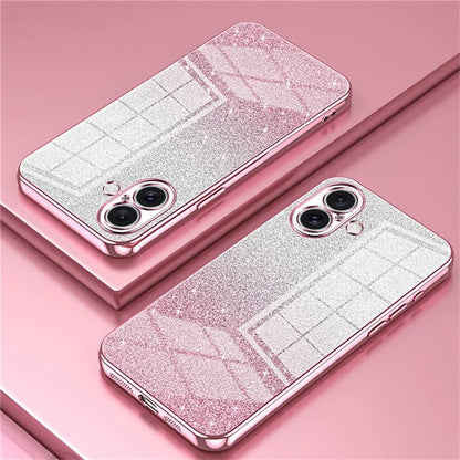 For iPhone 16 Plus Case Electroplating Gradient Glitter TPU Phone Cover