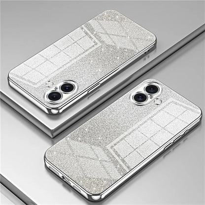 For iPhone 16 Plus Case Electroplating Gradient Glitter TPU Phone Cover