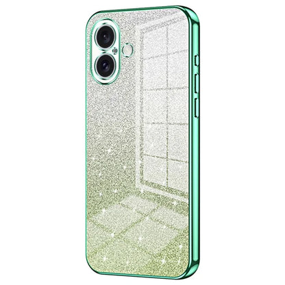 For iPhone 16 Plus Case Electroplating Gradient Glitter TPU Phone Cover