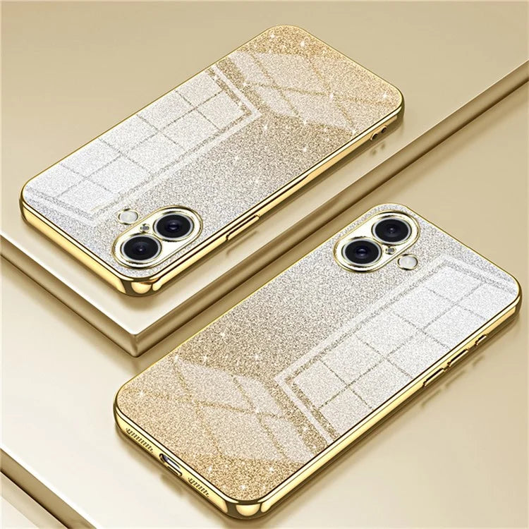 For iPhone 16 Plus Case Electroplating Gradient Glitter TPU Phone Cover