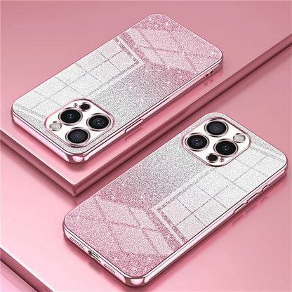 For iPhone 16 Pro Case Electroplating Gradient Glitter TPU Phone Cover
