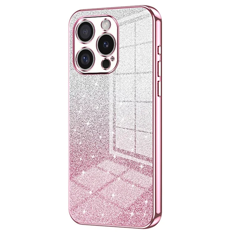For iPhone 16 Pro Max Case Electroplating Gradient Glitter TPU Phone Cover