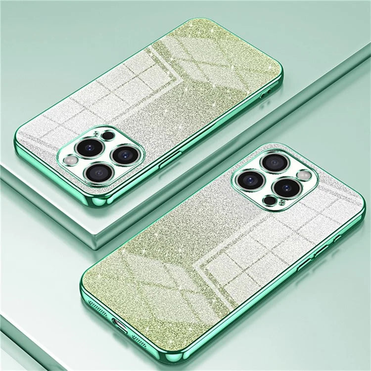 For iPhone 16 Pro Max Case Electroplating Gradient Glitter TPU Phone Cover