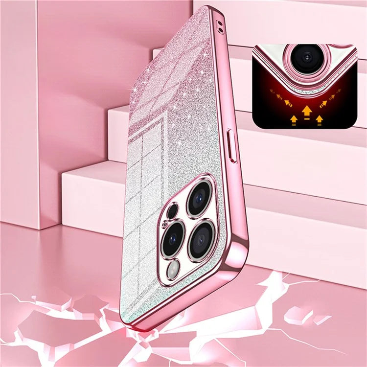 For iPhone 16 Pro Max Case Electroplating Gradient Glitter TPU Phone Cover