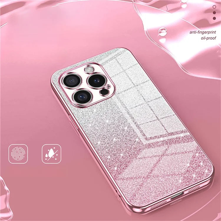 For iPhone 16 Pro Max Case Electroplating Gradient Glitter TPU Phone Cover