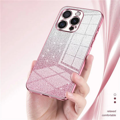 For iPhone 16 Pro Max Case Electroplating Gradient Glitter TPU Phone Cover