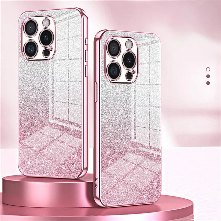 For iPhone 16 Pro Max Case Electroplating Gradient Glitter TPU Phone Cover