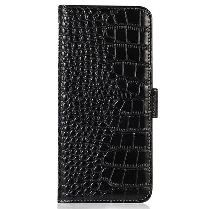 For Samsung Galaxy A06 Case Crocodile Texture Genuine Cow Leather Phone Wallet Cover