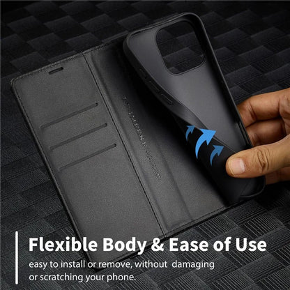 LC.IMEEKE For iPhone 16 Pro Max Case Carbon Fiber Texture Phone Cover Stand Card Holder