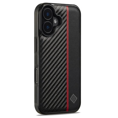 LC.IMEEKE For iPhone 16 Plus Case Carbon Fiber Texture Leather+TPU+EVA Phone Cover