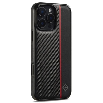 LC.IMEEKE For iPhone 16 Pro Max Case Carbon Fiber Texture Leather+TPU+EVA Phone Cover