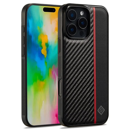 LC.IMEEKE For iPhone 16 Pro Case Carbon Fiber Texture Leather+TPU+EVA Phone Cover
