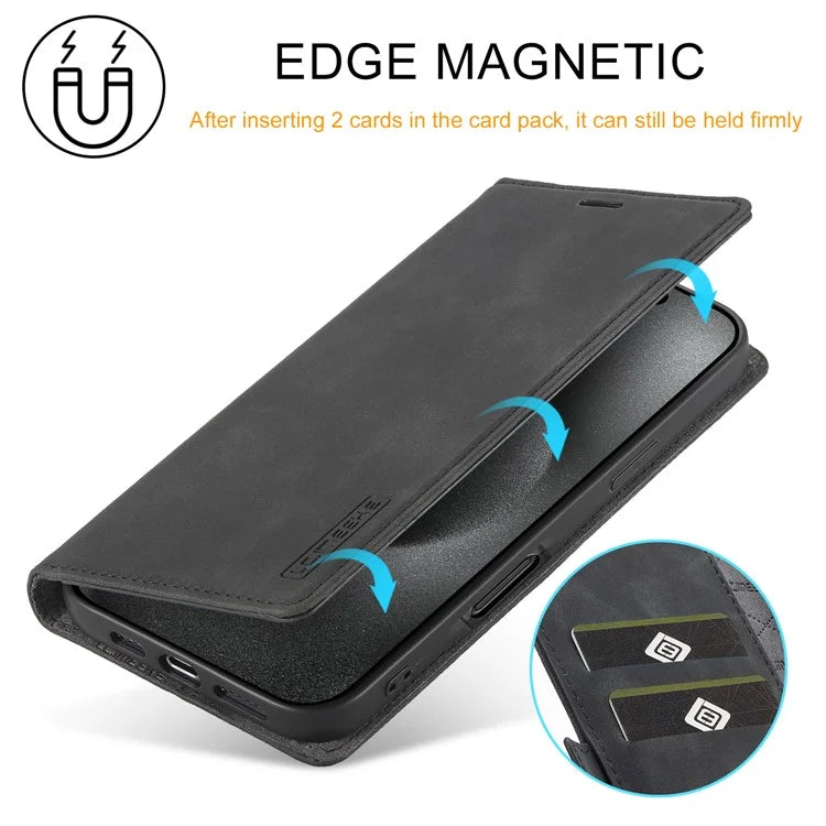 LC.IMEEKE For iPhone 16 Pro Case Wallet Microfiber Leather Phone Cover
