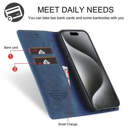 LC.IMEEKE For iPhone 16 Pro Case Wallet Microfiber Leather Phone Cover