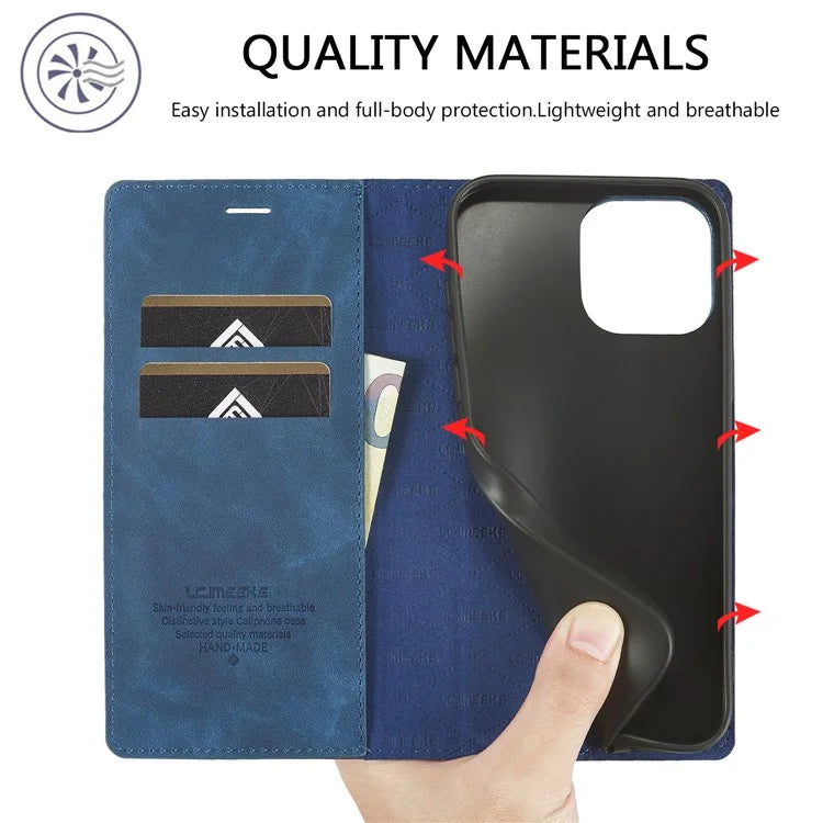 LC.IMEEKE For iPhone 16 Pro Case Wallet Microfiber Leather Phone Cover